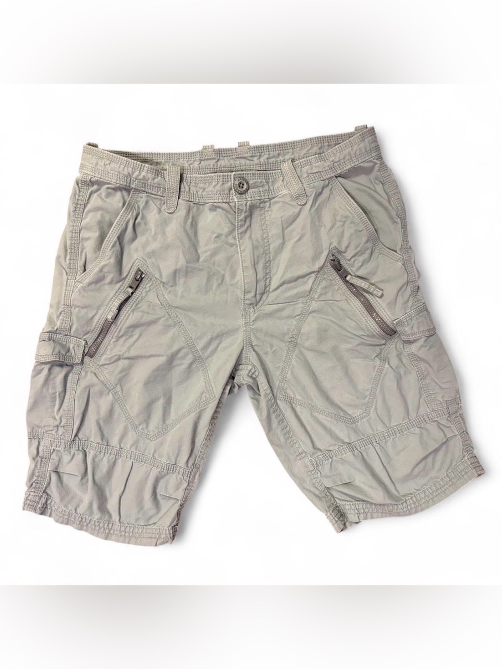 Armani Exchange Cargo Shorts Mens Gray Zip Pockets Canvas Casual Utility Sz 30